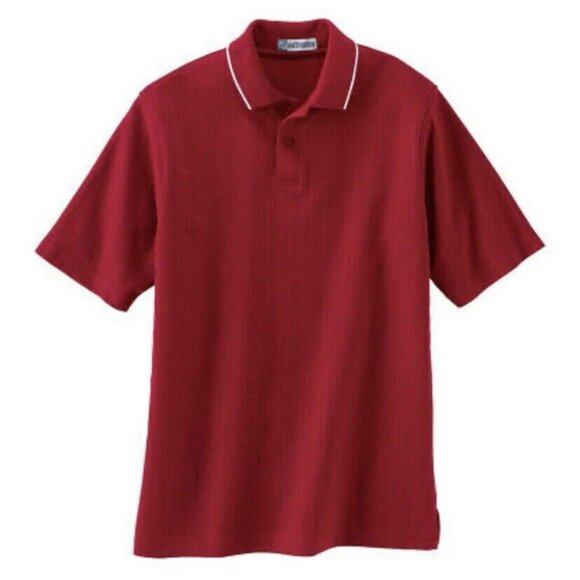 EXTREME EDRY Men's Needle Out Interlock Short Sleeve Polo T-Shirt Crimson Red - Picture 4 of 11